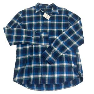 J. Crew Men's Classic‎ Fit Flannel Button Front Shirt NWT White Green Blue L